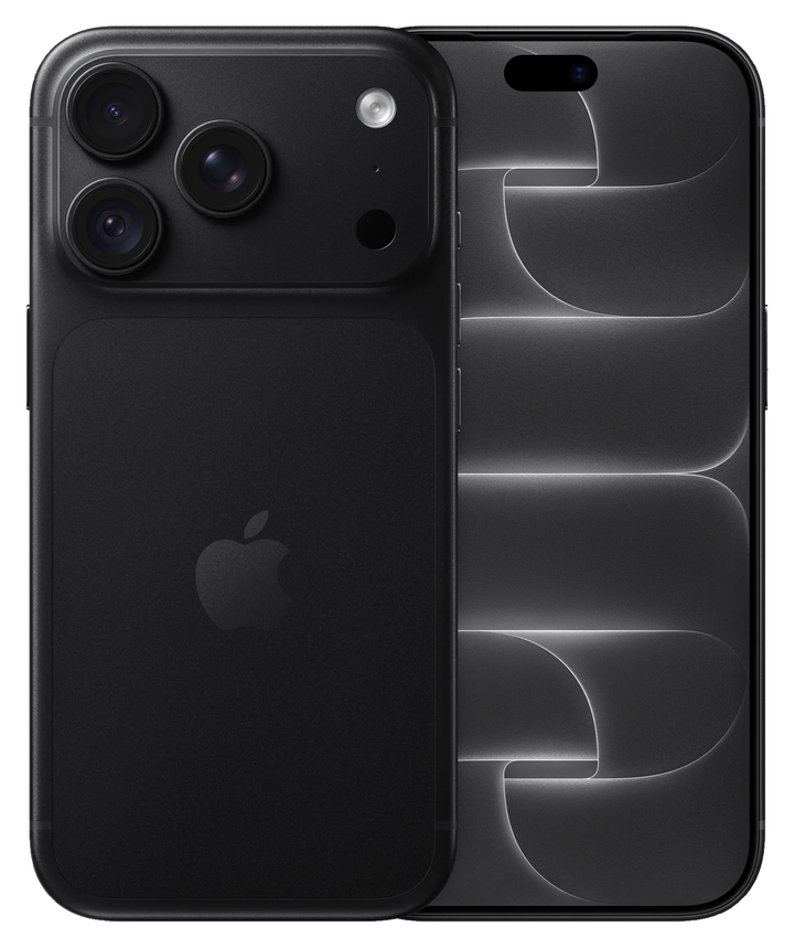 iPhone 18 Pro en color Black, visto de frente y de espaldas