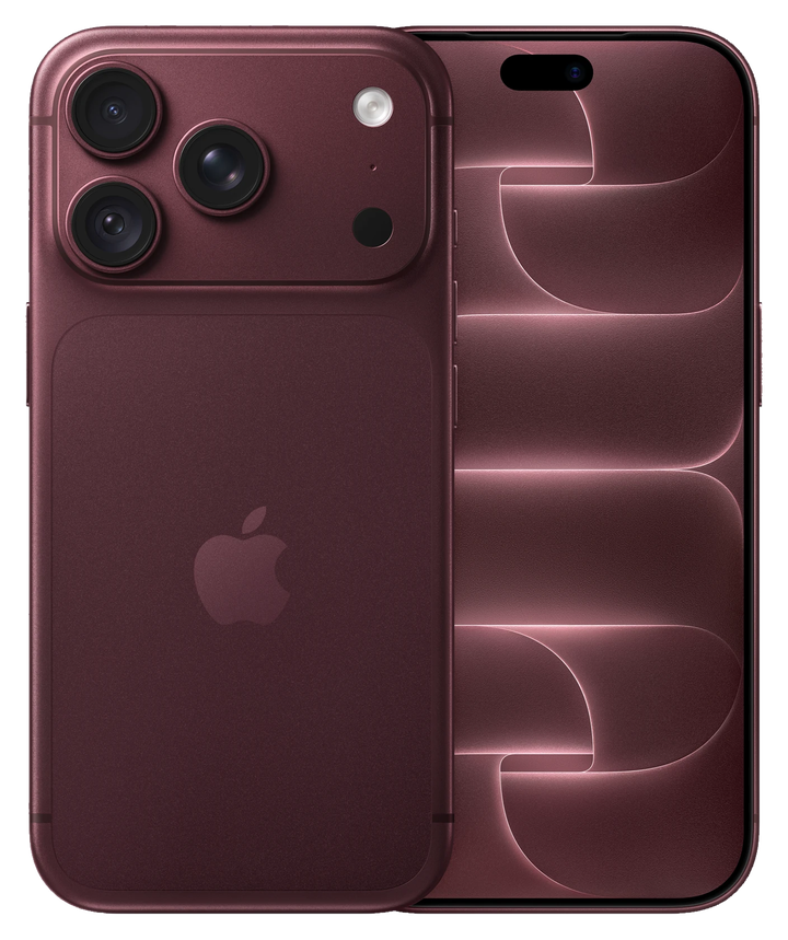 iPhone 18 Pro en color Burgundy, visto de frente y de espaldas